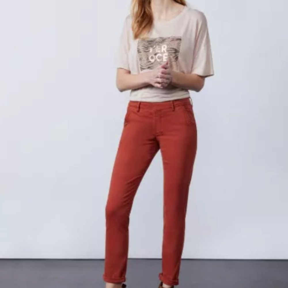 Mid Rise Red Ochre Chino Pants
